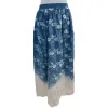 Blue embroidered cool silk-stored linen dress for women's wear, floral style long dress Item Picture